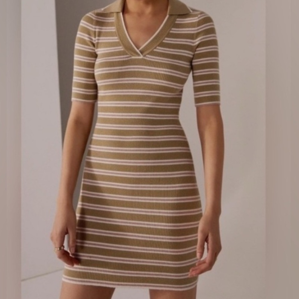 Favorite Daughter X Revolve Tennis Knit Striped Polo Sport Mini Midi Dress Small